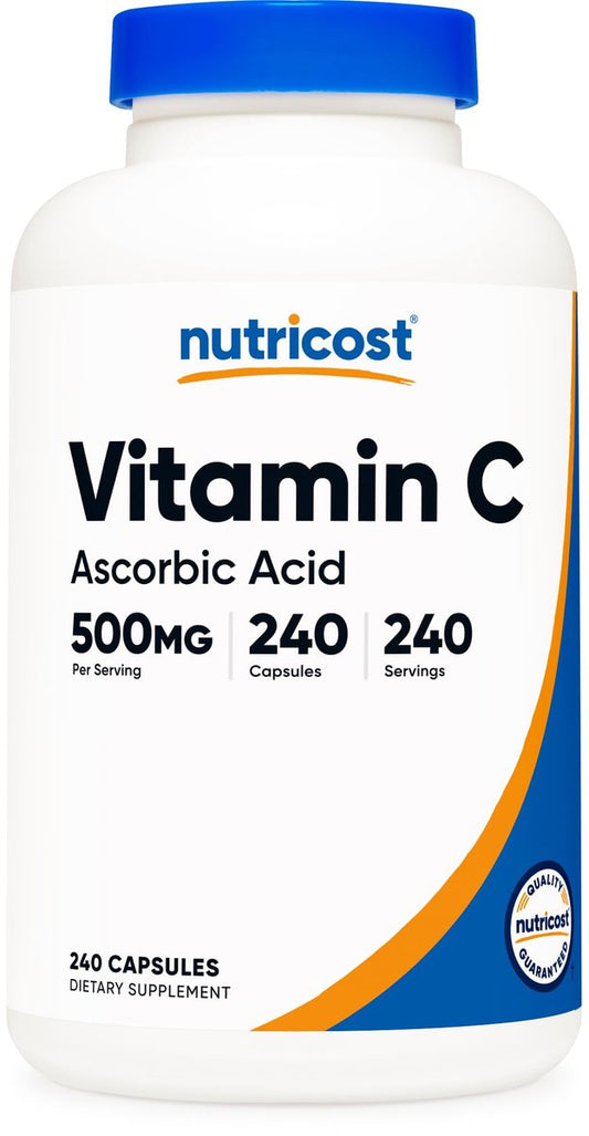 Nutricost Vitamin C 500mg, 240 Kapseln – Vegetarisch, Glutenfrei & Non-GMO