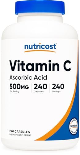Nutricost Vitamin C 500mg, 240 Kapseln – Vegetarisch, Glutenfrei & Non-GMO
