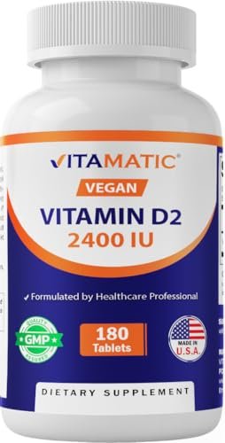Vitamatic Vitamin D2 60 mcg (2400 IE) – Ergocalciferol – 180 vegane Tabletten