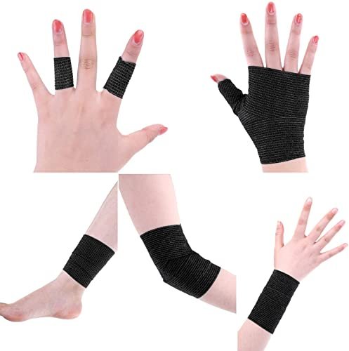 24er Pack Selbsthaftende Kohäsive Bandage, 2 x 5 Yards, Elastischer Grip Wickel, Schwarz, Veterinärwickel für Hunde, Sportbandagen für Erste Hilfe, Sport, Knöchel- und Handgelenkverstauchungen