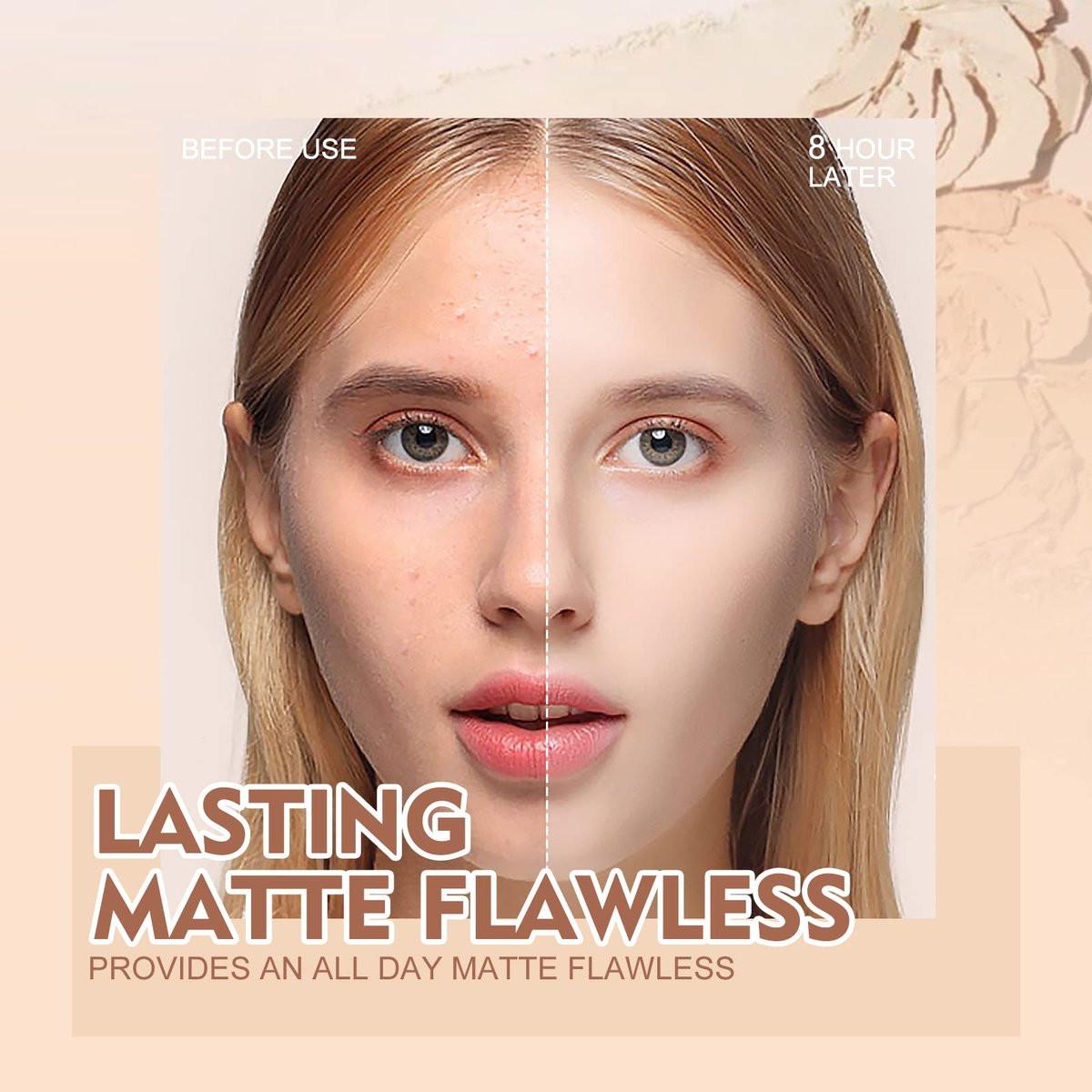 SACE LADY 2-teiliges Make-up-Set: Mattes Foundation & ölkontrollierendes Puder – wasserfestes, langanhaltendes Kosmetik-Set für makellosen Teint