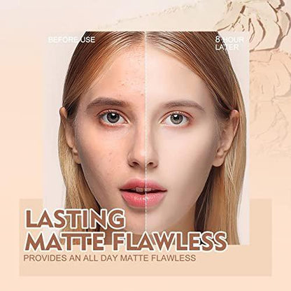 SACE LADY 2-teiliges Make-up-Set: Mattes Foundation & ölkontrollierendes Puder – wasserfestes, langanhaltendes Kosmetik-Set für makellosen Teint