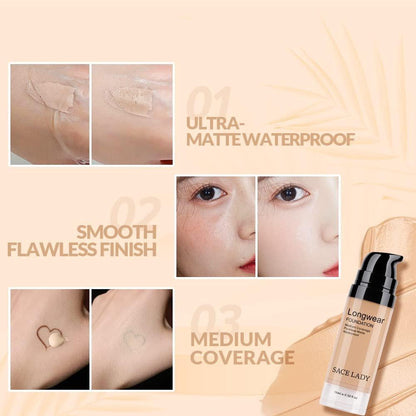 SACE LADY 2-teiliges Make-up-Set: Mattes Foundation & ölkontrollierendes Puder – wasserfestes, langanhaltendes Kosmetik-Set für makellosen Teint