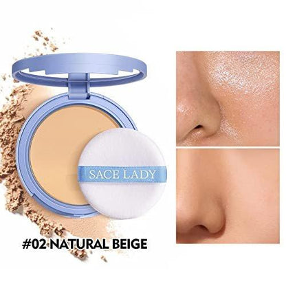 SACE LADY 2-teiliges Make-up-Set: Mattes Foundation & ölkontrollierendes Puder – wasserfestes, langanhaltendes Kosmetik-Set für makellosen Teint