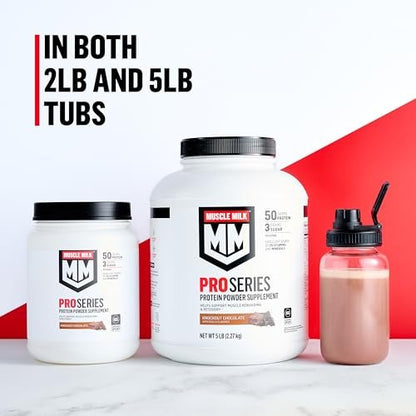 Muscle Milk Pro Series Protein Pulver, Knockout Chocolate, 2 Pfund, 11 Portionen, 50g Protein, 3g Zucker, 20 Vitamine & Mineralien, NSF für Sport zertifiziert