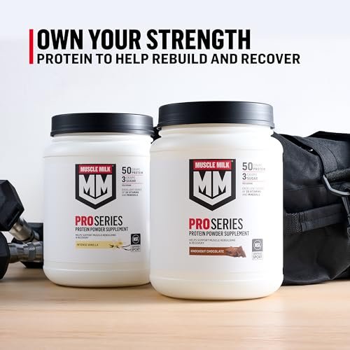 Muscle Milk Pro Series Proteinpulver, Slammin' Strawberry, 2 Pfund, 11 Portionen, 50g Protein, 3g Zucker, 20 Vitamine & Mineralstoffe, NSF zertifiziert für Sport