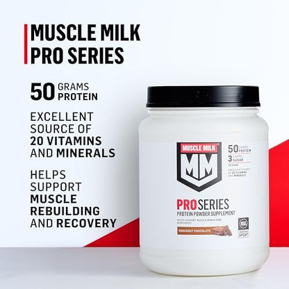 Muscle Milk Pro Series Proteinpulver, Slammin' Strawberry, 2 Pfund, 11 Portionen, 50g Protein, 3g Zucker, 20 Vitamine & Mineralstoffe, NSF zertifiziert für Sport