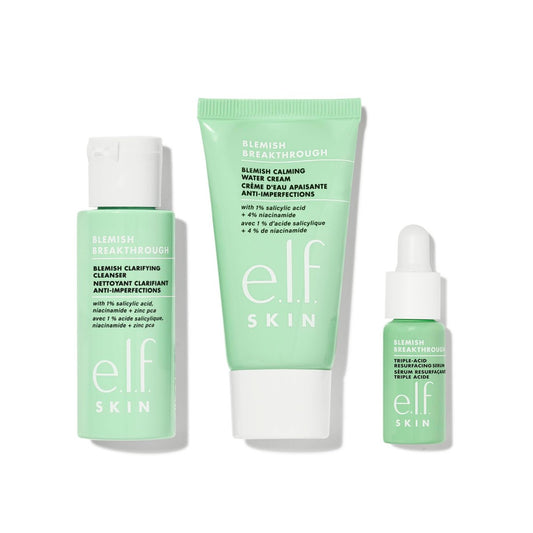 e.l.f. SKIN Blemish Breakthrough Blemish Control Basics Kit – Reiseset für unreine Haut mit Reiniger, Serum & Feuchtigkeitscreme, vegan & tierversuchsfrei