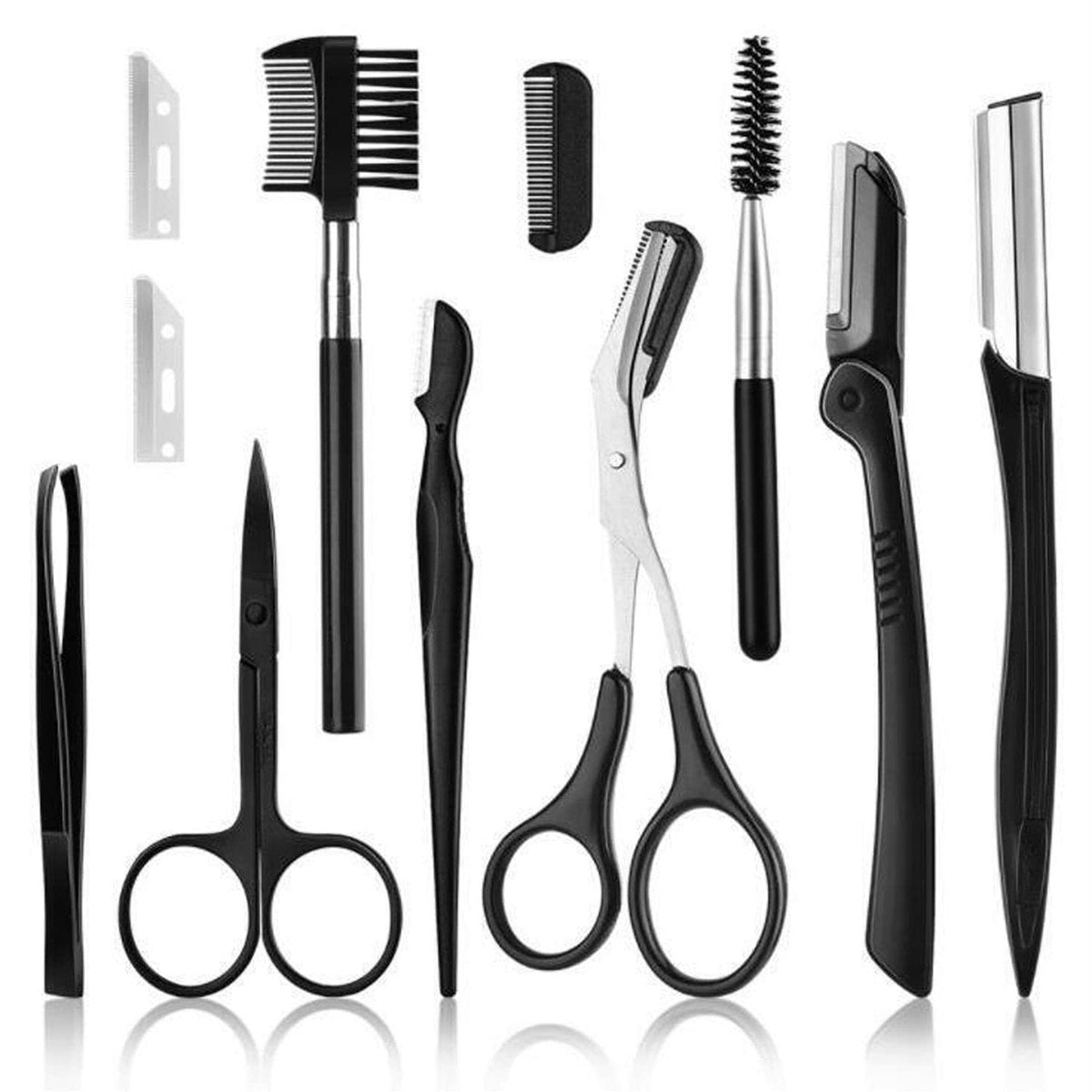 ZTRHYOO Augenbrauenrasierer, Augenbrauen-Kit, multifunktionales Peeling-Dermaplaning-Werkzeug, Gesichtsrasierer für Frauen, Augenbrauenpflegeset (11-in-1)