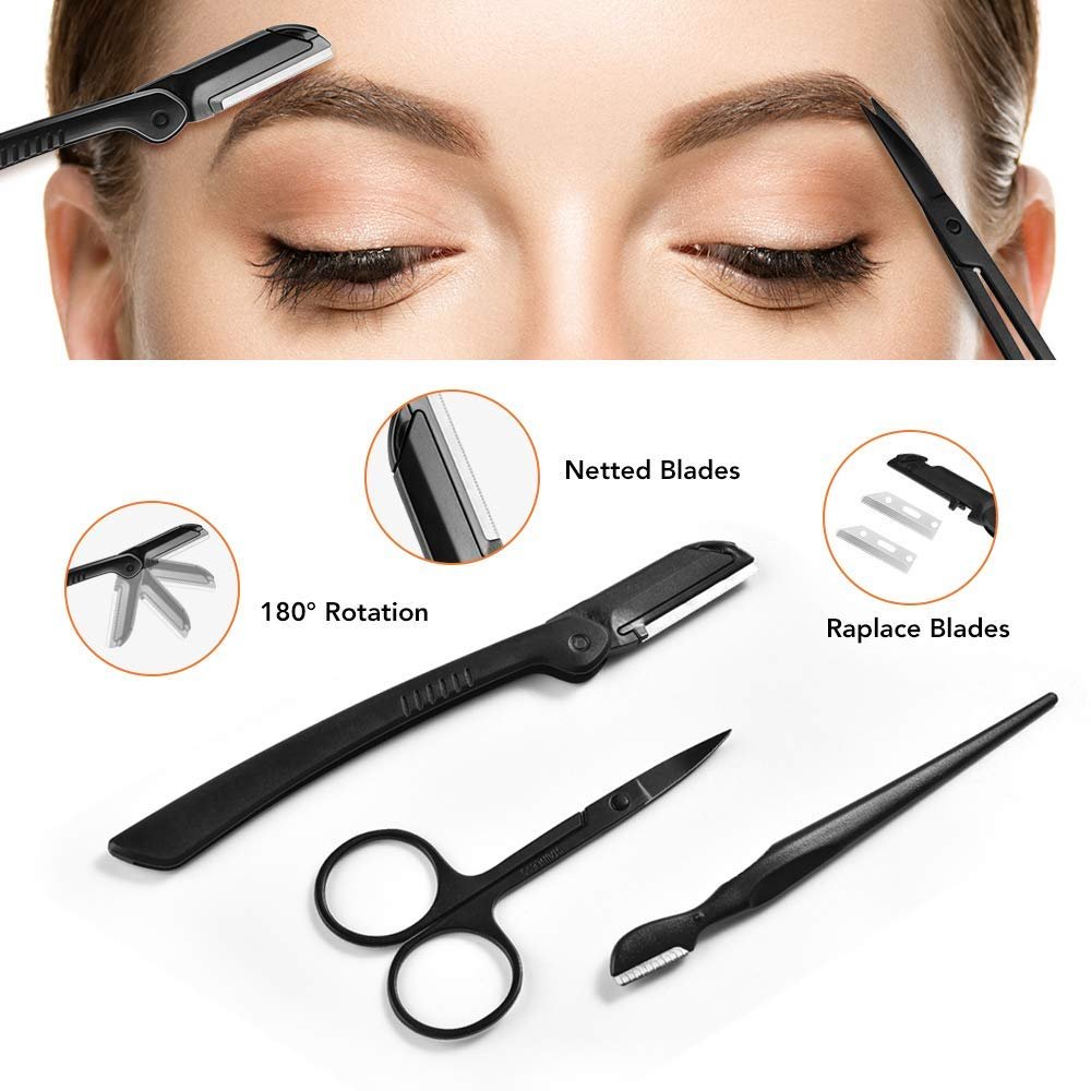 ZTRHYOO Augenbrauenrasierer, Augenbrauen-Kit, multifunktionales Peeling-Dermaplaning-Werkzeug, Gesichtsrasierer für Frauen, Augenbrauenpflegeset (11-in-1)