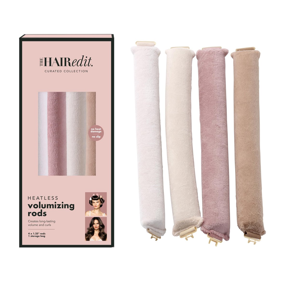 The Hair Edit Volumizing Lockenwickler für über Nacht Locken ohne Hitze – Haarroller für langes bis mittellanges Haar, schonende Styling-Tools für voluminöse Wellen, 4er-Pack, 26,7 cm lang