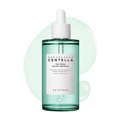 SKIN1004 Tea-Trica Relief Ampulle - 100ml Beruhigendes Gesichtsserum mit Cica & Teebaumöl, Centella Asiatica aus Madagaskar, Feuchtigkeitsspendend & Hautberuhigend