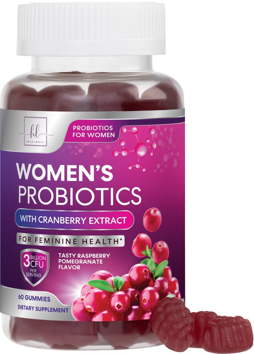 Probiotika für Frauen Gummibärchen mit Cranberry – 6 Premium-Stämme für pH-Balance – Frauenprobiotika für Verdauungs-, Vaginal- und Immununterstützung – 60 Gummibärchen