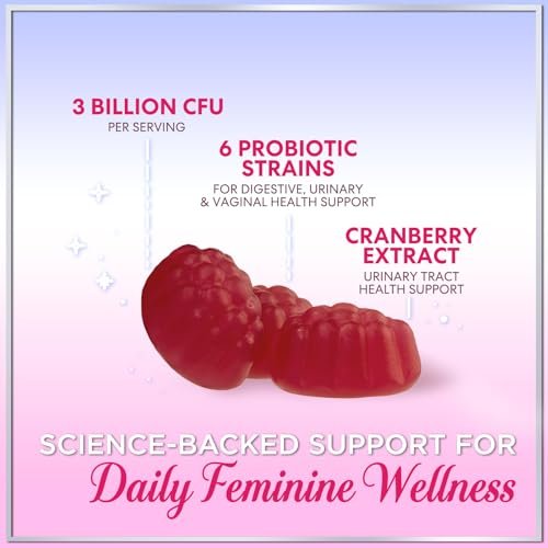 Probiotika für Frauen Gummibärchen mit Cranberry – 6 Premium-Stämme für pH-Balance – Frauenprobiotika für Verdauungs-, Vaginal- und Immununterstützung – 60 Gummibärchen
