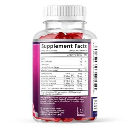 Probiotika für Frauen Gummibärchen mit Cranberry – 6 Premium-Stämme für pH-Balance – Frauenprobiotika für Verdauungs-, Vaginal- und Immununterstützung – 60 Gummibärchen