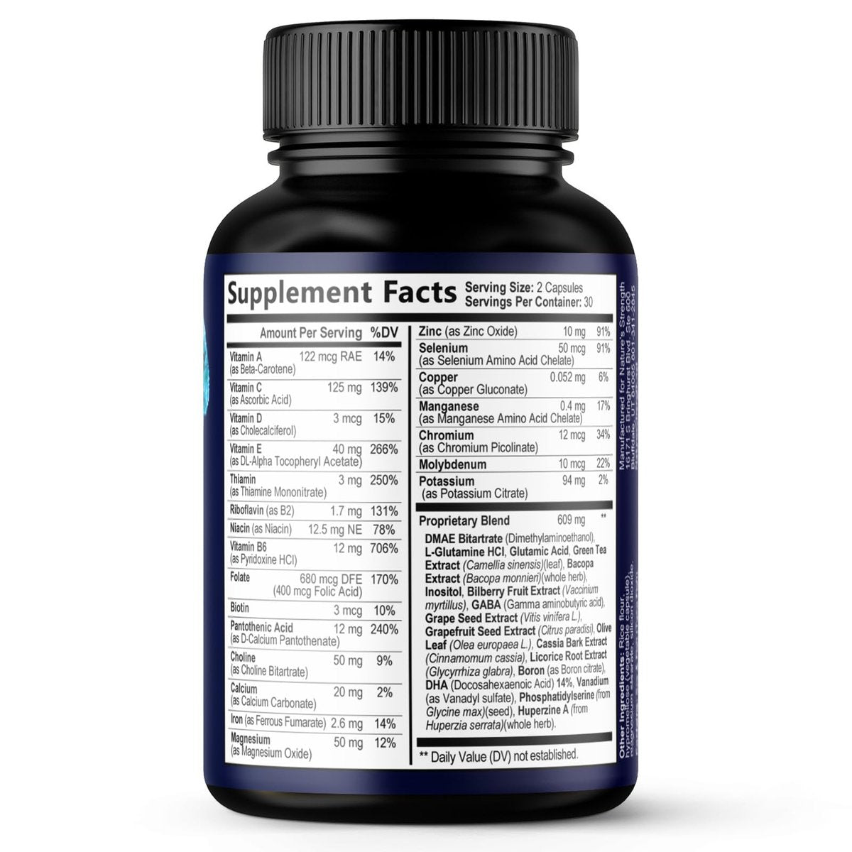Gehirn Gedächtnis Ergänzung Kapseln - 3X Stärke Nootropika für Konzentration, Klarheit & Fokus Unterstützung - Gehirn Gesundheit Kognitive Vitamine mit Bacopa, Phosphatidylserin & DMAE, Gehirn Booster - 60 Kapseln