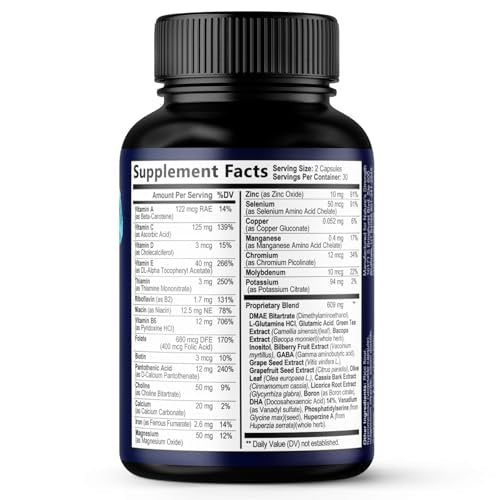 3X Stärke Nootropika Kapseln - Gehirn Booster mit Bacopa, Phosphatidylserin & DMAE für Konzentration, Klarheit & Fokus - 120 Kapseln