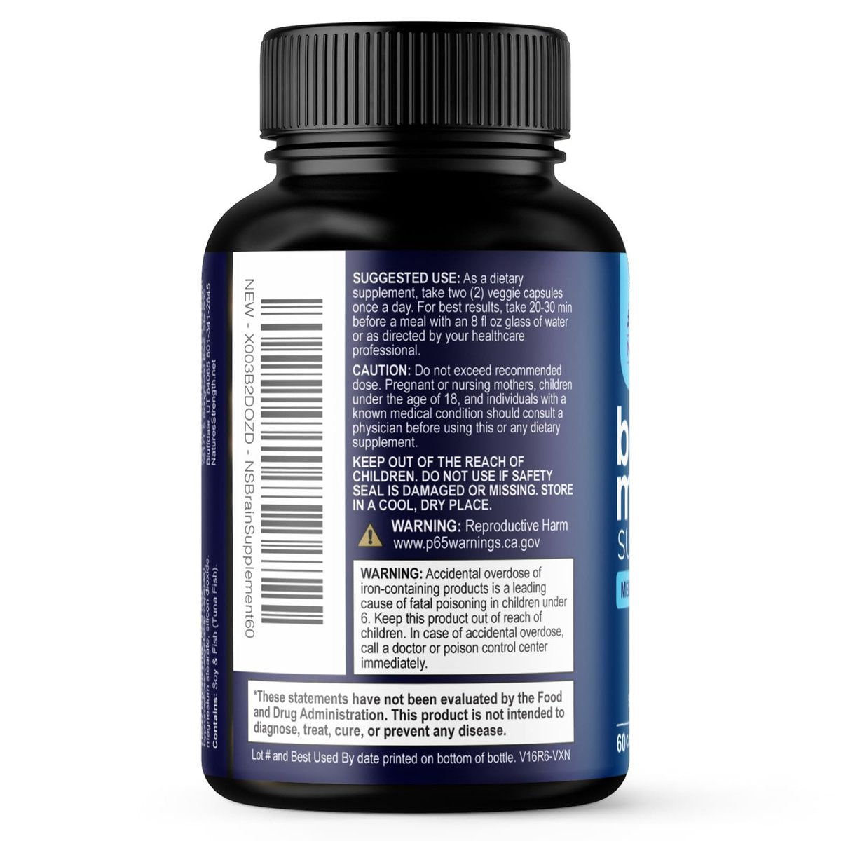 Gehirn Gedächtnis Ergänzung Kapseln - 3X Stärke Nootropika für Konzentration, Klarheit & Fokus Unterstützung - Gehirn Gesundheit Kognitive Vitamine mit Bacopa, Phosphatidylserin & DMAE, Gehirn Booster - 60 Kapseln