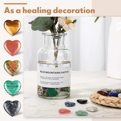 Nuenen 40 Stücke 0,8 Zoll Herzförmige Kristall-Worry-Stones Bulk-Heilsteine Kleine Trinkets Herzsteine für Mitarbeiter-Wertschätzung, Meditation