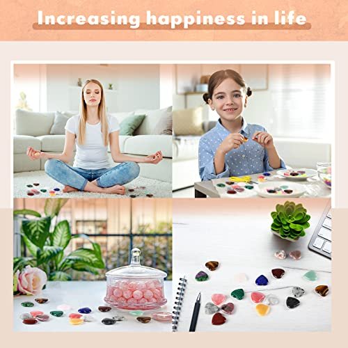 Nuenen 40 Stücke 0,8 Zoll Herzförmige Kristall-Worry-Stones Bulk-Heilsteine Kleine Trinkets Herzsteine für Mitarbeiter-Wertschätzung, Meditation