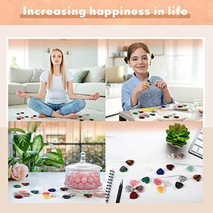 Nuenen 40 Stücke 0,8 Zoll Herzförmige Kristall-Worry-Stones Bulk-Heilsteine Kleine Trinkets Herzsteine für Mitarbeiter-Wertschätzung, Meditation