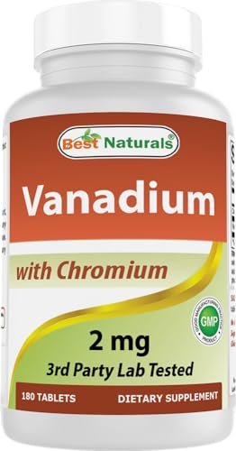 Best Naturals Vanadium 2 mg mit Chrom-Polynicotinat 200 mcg, 180 Tabletten