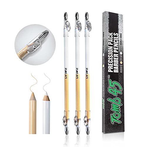 Tomb45 Präzisions-Barberstifte 3er-Pack – Konturenstift für Haarlinien und Bart, Rasierstift mit Anspitzer