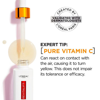 L'Oreal Paris Revitalift 12% Reines Vitamin C Serum – Aufhellendes Gesichtsserum mit Vitamin E und Salicylsäure, 30 ml + Feuchtigkeitsprobe