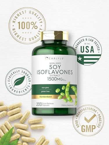 Carlyle Soja-Isoflavone Nahrungsergänzung | 200 Kapseln | Nicht-GVO und glutenfreie Formel für Männer und Frauen