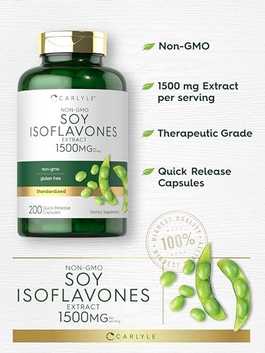 Carlyle Soja-Isoflavone Nahrungsergänzung | 200 Kapseln | Nicht-GVO und glutenfreie Formel für Männer und Frauen