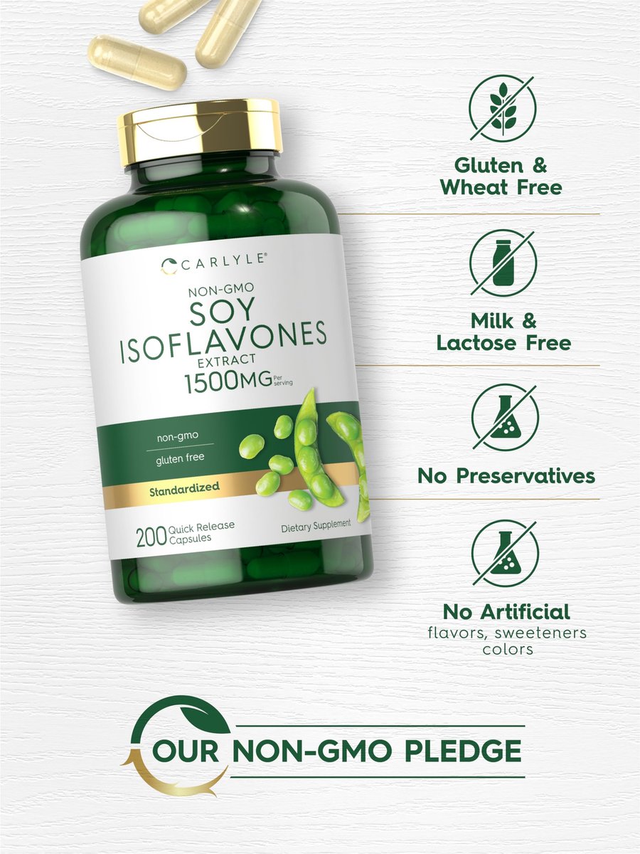 Carlyle Soja-Isoflavone Nahrungsergänzung | 200 Kapseln | Nicht-GVO und glutenfreie Formel für Männer und Frauen