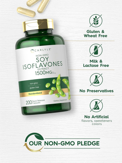 Carlyle Soja-Isoflavone Nahrungsergänzung | 200 Kapseln | Nicht-GVO und glutenfreie Formel für Männer und Frauen