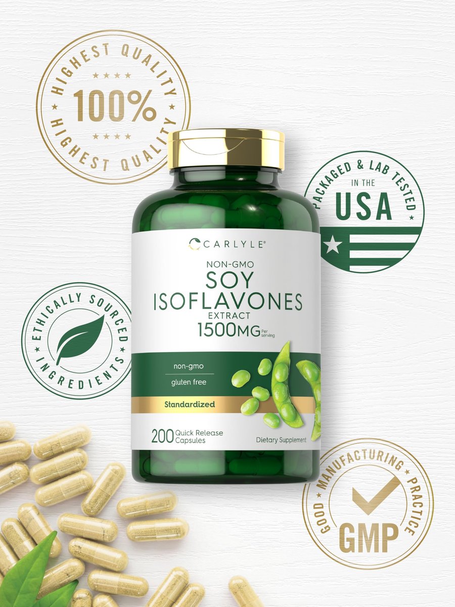 Carlyle Soja-Isoflavone Nahrungsergänzung | 200 Kapseln | Nicht-GVO und glutenfreie Formel für Männer und Frauen
