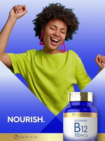 Carlyle Vitamin B12 100mcg – 200 Tabletten | Essentielles Vitamin B12 Präparat | Vegan, Nicht-GVO & Glutenfrei