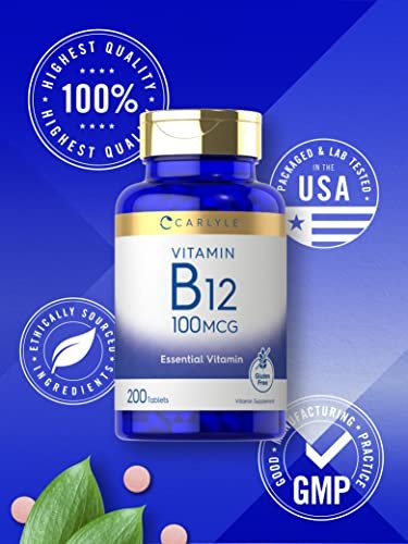 Carlyle Vitamin B12 100mcg – 200 Tabletten | Essentielles Vitamin B12 Präparat | Vegan, Nicht-GVO & Glutenfrei