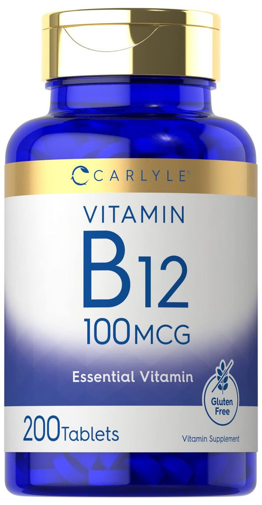 Carlyle Vitamin B12 100mcg – 200 Tabletten | Essentielles Vitamin B12 Präparat | Vegan, Nicht-GVO & Glutenfrei