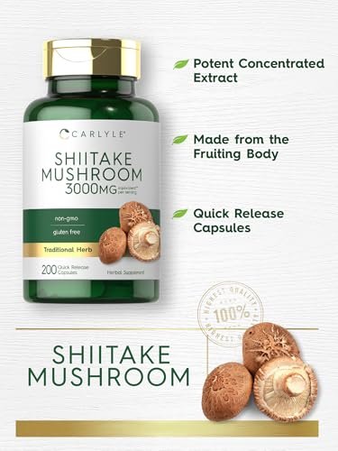 Carlyle Shiitake Pilzextrakt | 200 Kapseln | Non-GMO, Glutenfrei