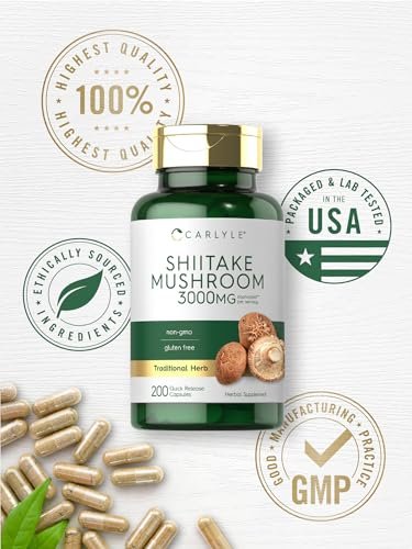 Carlyle Shiitake Pilzextrakt | 200 Kapseln | Non-GMO, Glutenfrei