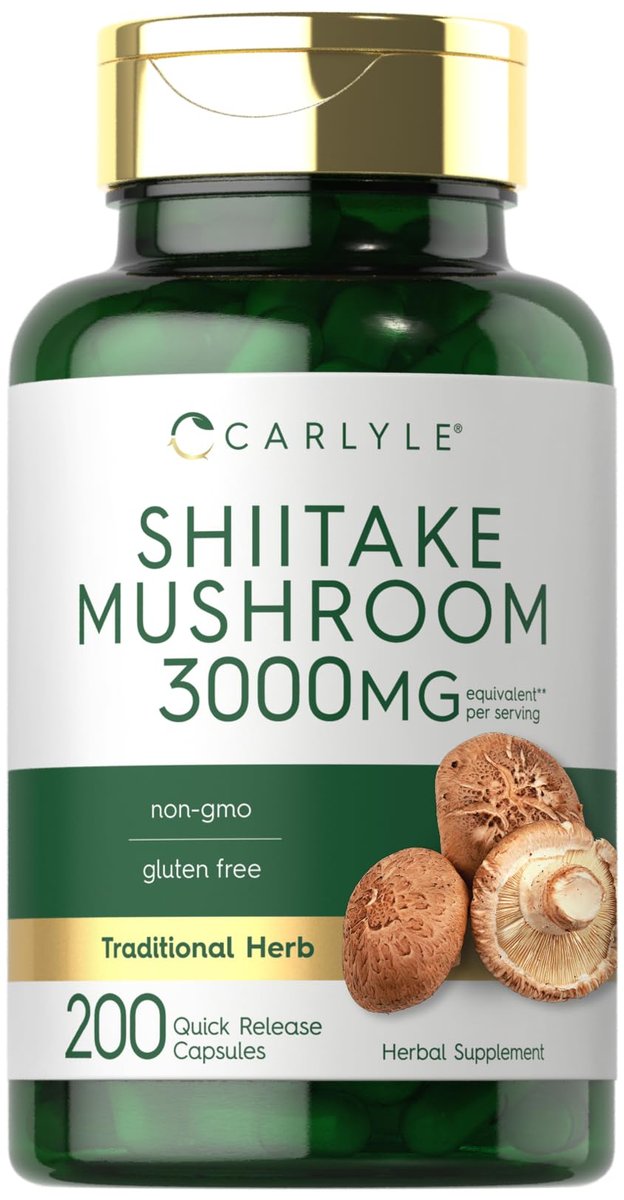 Carlyle Shiitake Pilzextrakt | 200 Kapseln | Non-GMO, Glutenfrei