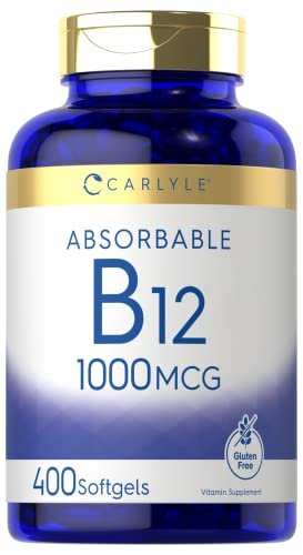 Carlyle Vitamin B12 1000 mcg – 400 Softgels – Hochdosiertes, absorbierbares B12 – Nicht-GVO & Glutenfrei