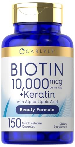 Carlyle Biotin 10.000 mcg | 150 Kapseln | Schönheitsformel mit Keratin | Nicht-GVO, glutenfrei