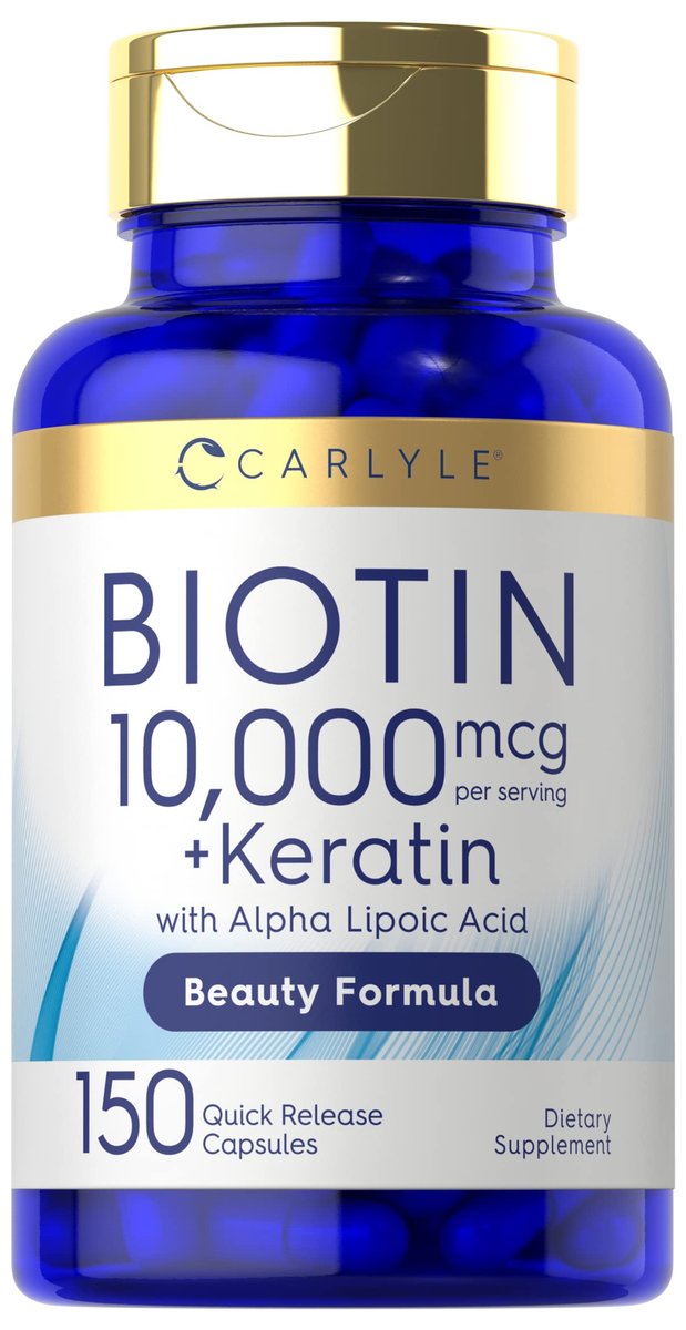Carlyle Biotin 10.000 mcg | 150 Kapseln | Schönheitsformel mit Keratin | Nicht-GVO, glutenfrei