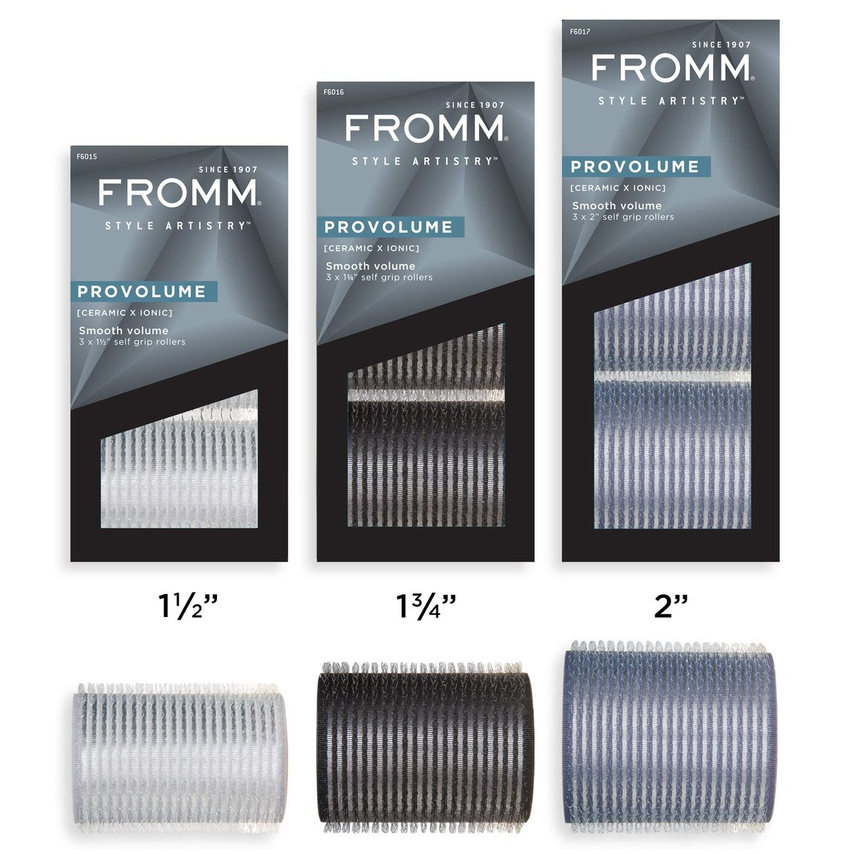Fromm F6001 ProVolume Keramik-Ionen-Haarwickler-Set – 1,5", 1,75", 2" – für voluminöses, glänzendes Haar