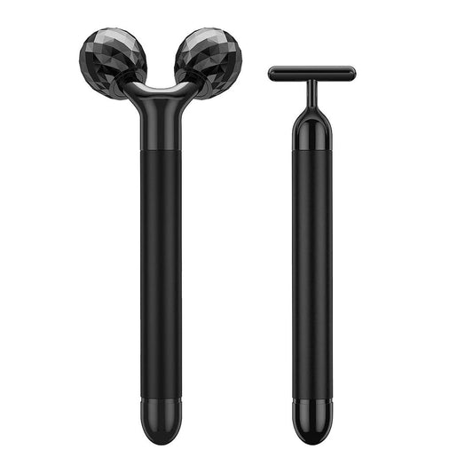 2-in-1 Beauty Bar Elektrischer Gesichtsmassager – 3D-Roller & T-förmiger Arm für Augen, Nase & Kopf – Gesichtsroller-Set für Hautpflege