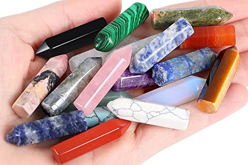 QINJIEJIE 20er Set Heilende Kristallsteine, Wands, Bulk Natur-Taschen Amethyst Kristall, Rosenquarz, Sortiert, Spitze, Reiki, Edelsteine, poliert, Energie, Meditation, Chakra, Muttertagsgeschenk für Frauen