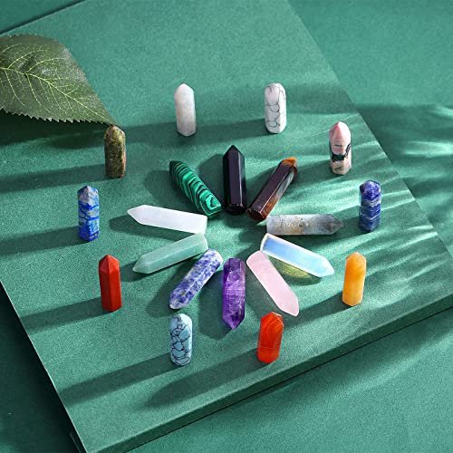 QINJIEJIE 20er Set Heilende Kristallsteine, Wands, Bulk Natur-Taschen Amethyst Kristall, Rosenquarz, Sortiert, Spitze, Reiki, Edelsteine, poliert, Energie, Meditation, Chakra, Muttertagsgeschenk für Frauen