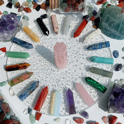 QINJIEJIE 20er Set Heilende Kristallsteine, Wands, Bulk Natur-Taschen Amethyst Kristall, Rosenquarz, Sortiert, Spitze, Reiki, Edelsteine, poliert, Energie, Meditation, Chakra, Muttertagsgeschenk für Frauen