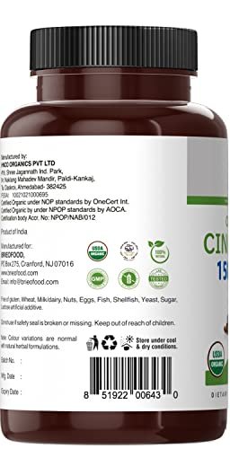 Brieofood Bio Zimt 1500mg, 45 Portionen, Vegetarisch, Glutenfrei, 90 Vegetarische Tabletten