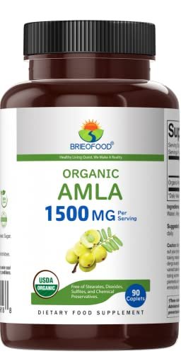 Brieofood Bio Amla 1500mg, 45 Portionen, Vegetarisch, Glutenfrei, 90 Vegetarische Tabletten