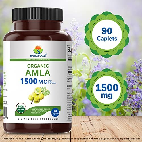 Brieofood Bio Amla 1500mg, 45 Portionen, Vegetarisch, Glutenfrei, 90 Vegetarische Tabletten